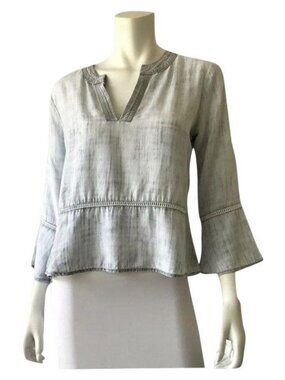 Cloth & Stone Baby Blue Bell Sleeve Blouse Tencel-Lyocell